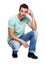 Fashion, attitude and portrait of man on a white background in trendy, casual and stylish clothes. Confidence, handsome