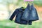 Fashion baby denim dress with jacket hanging on a hanger