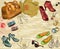 Fashion background with shoes, woman accessories a