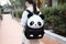 Fashion backpack plush animal panda cute. Generate Ai