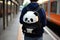 Fashion backpack plush animal panda give pack. Generate Ai