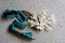 Fashion beach sandals and piece of coral arrangement