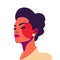 Fashion beautiful young woman confident face pop art color avatar vector flat illustration