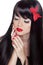 Fashion Beauty Girl. Gorgeous Woman Portrait. Long black hair an