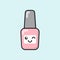 Fashion, beauty, make up, cosmetics, fashion thing patch, badge, sticker. Cute cartoon nail polish icon in kawaii style. Vector