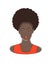 Fashion black african american lady head with curly puff pony tail and orange lips and dress vector illustration .