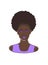 Fashion black african american lady head with curly puff pony tail and violet lips and dress vector illustration .