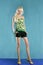 Fashion blonde girl full length stand