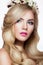 Fashion Blondie Model Portrait. Hairstyle. Haircut