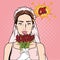 Fashion bride pop art cartoon