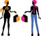 Fashion bright women shopping silhouettes isolated vector