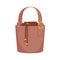 Fashion bucket bag with adjustable strap and drawstrings. Women soft leather and textile handbag with single handle and