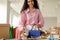 Fashion Business Lady Packing Bag In Box Working In Store