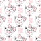 Fashion cat seamless pattern. Cute kitten background