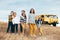 Fashion children in autumn field