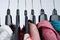 Fashion clothes on clothing rack ,colorful closet