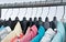 Fashion clothes on clothing rack ,colorful closet