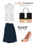 Fashion clothes set with accessories. Realistic colorful detailed woman clothing. Flat style.