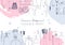 Fashion cosmetics horizontal background with make up artist objects and watercolor spots. Vector hand drawn illustration