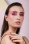 Fashion Creative Makeup Colourful Pink Editorial Woman Model