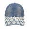 Fashion denim baseball cap for girls with flowers decoration iso