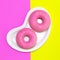 Fashion Donut on colorfull background. Minimal flat lay art
