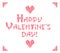 Fashion embroidery print with heart shapes and Happy Valentines Day lettering on the white background