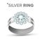 Fashion Female Jewelry Diamond Silver Ring Vector