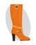 Fashion female orange boots isolated casual foot autumn clothing vector illustration.