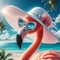 Fashion flamingos in luxury accessories. Creative collage for tourists and leisure generative ai