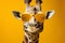 Fashion forward giraffe rocks yellow sunglasses in a monochrome portrait