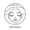 Fashion girl. Beautiful young woman with fair long hair. Vector beauty salon icon. Decorative female face. isolated on