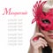Fashion girl with carnival mask and red ring over white background. Halloween