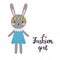 Fashion girl. Cute little bunny. Romantic card, greeting card or postcard. Illustration with beautiful rabbit with stars