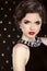 Fashion glamour elegant woman portrait with red lips