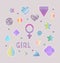 Fashion glitter girl stickers set