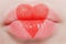 Fashion gloss red heart lips makeup