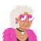 Fashion Gray Haired Senior Woman, Beautiful Old Lady Character Wearing Trendy Clothes Vector Illustration