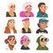 Fashion Gray Haired Senior Women Set, Old Lady Characters Wearing Trendy Clothes Vector Illustration