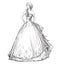 Fashion hand drawn illustration. Long dress. Bride