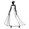 Fashion hand drawn illustration. Vector sketch. Long dress. Bride