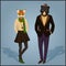 Fashion hipster animals couple