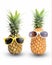 Fashion hipster pineapple, Bright summer color, Tropical fruit with sunglasses, Creative art concept, Minimal style