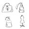 Fashion, icons, sketch, white, background, vector
