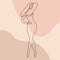 Fashion illustration. The female body. Elegant nude figure, art poster. Stylish sketch of a naked woman