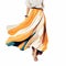 Fashion Illustration: Girl In A Vibrant Yellow And Orange Skirt