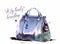 Fashion illustration with purse, female blue purple handbag.