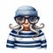 Fashion-illustration Style Octopus: Funny And Happy With Sunglasses