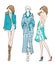 Fashion illustration. Stylish fashion models.