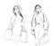 Fashion Illustration on a white background Shopping. Lady with bags